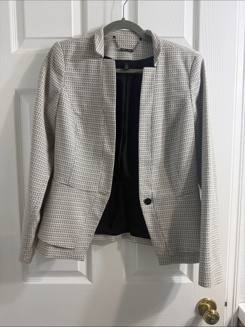 Womens Textured Open-Front Blazer Jacket - Light Gray